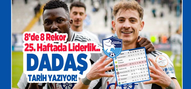 Dadaş Tarih yazıyor.. “8’de 8 rekor, 25. haftada 51 Puanla resmen Trendyol 1. Lig’de lideriyiz!…..”