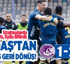 Erzurumspor uzatmalarda bulduğu iki gol ile maçı 1-2 kazanarak müthiş bir geri dönüşe imza attı…