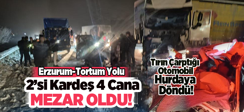 Erzurum’da meydana gelen trafik kazasında ilk belirlemelere göre 4 kişi hayatını kaybetti.