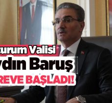 Gümüşhane’den Erzurum’a gelen Vali Aydın Baruş, Valilik Binası’nda törenle karşılandı.