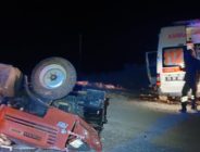 Erzurum’un Oltu ilçesinde, Ambulans traktöre arkadan çarptı: 2’si sağlık personeli 4 yaralı