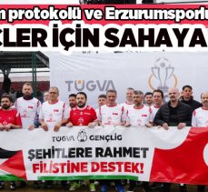 Erzurum protokolü ve Erzurumsporlu yıldızlar gençler için yeşil sahada kozlarını paylaştı…..