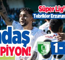 Erzurumspor FK, bitimine iki hafta kala Şampiyon olarak Süper Lig’e çıkmayı garantiledi…