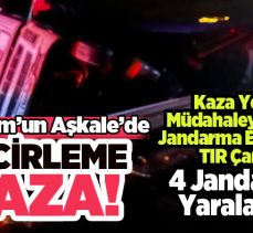 Erzurum’un Aşkale Kandilli mevkiinde meydana gelen kazada 4 jandarma personeli yaralandı.