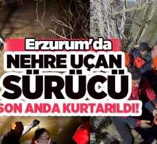 Aras Nehri’ne uçan hafif ticari aracın sürücüsü, ekiplerin halatlı operasyonuyla son anda kurtarıldı.