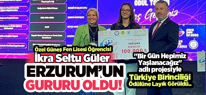 Özel Güneş Fen Lisesi öğrencisi “İkra Seltu Güler”, Türkiye Birinciliği ödülüne layık görüldü… 